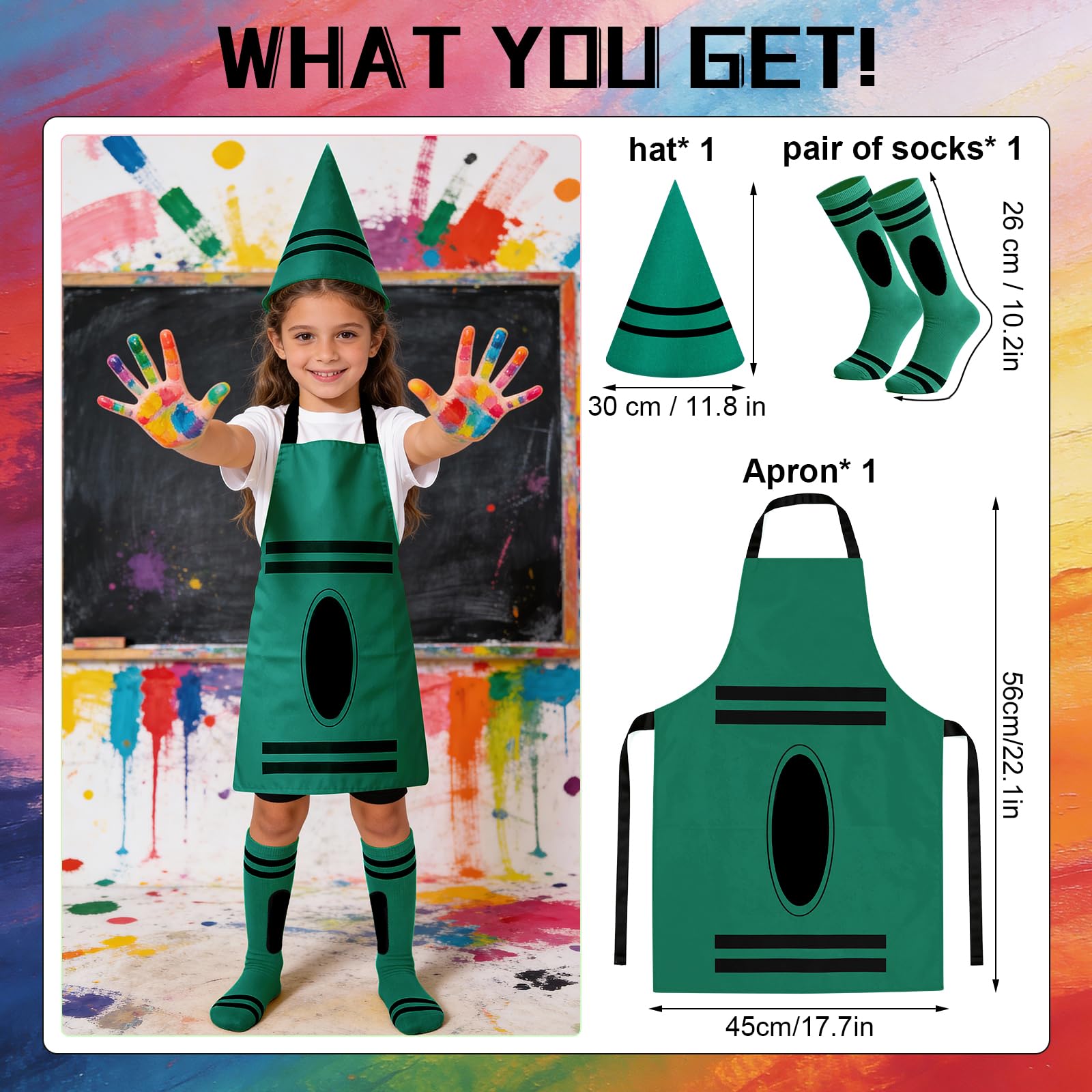 Ainvliya Crayon Apron Costume Set, World Book Day 2026 Full Costume - Image 2