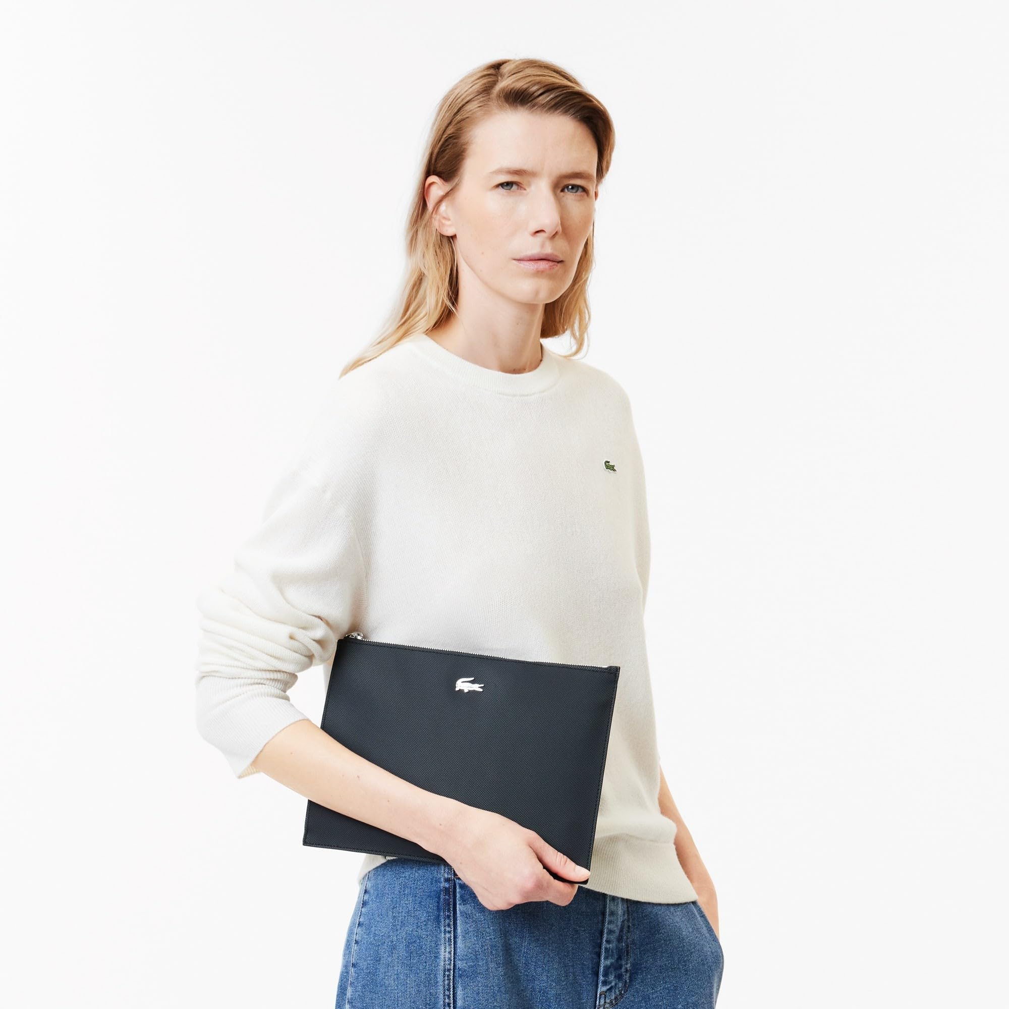 Lacoste Women Clutch, Bolso de Mano Mujer, Noir Farine