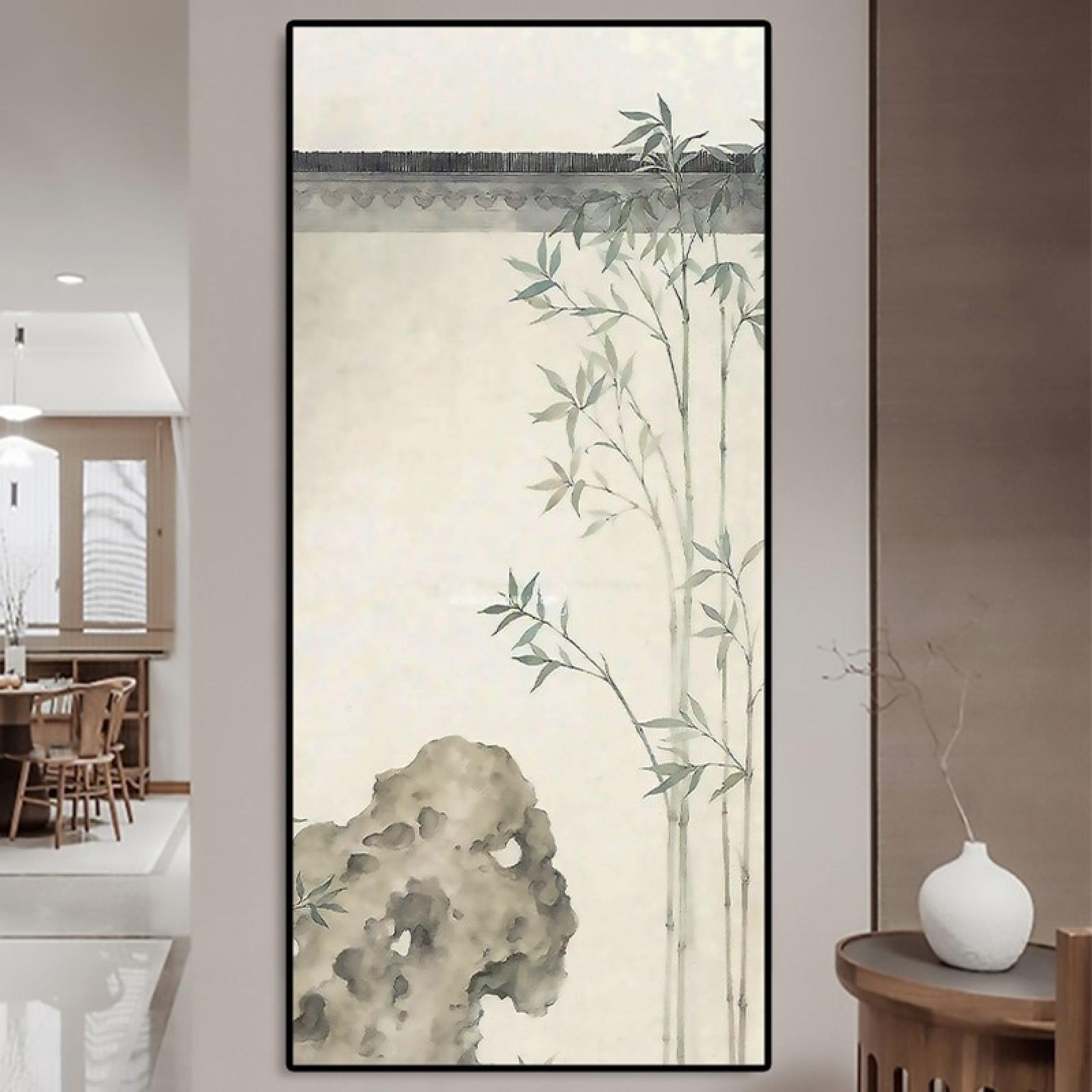 Peinture à l'huile bambou riche tableau chinois moderne salon