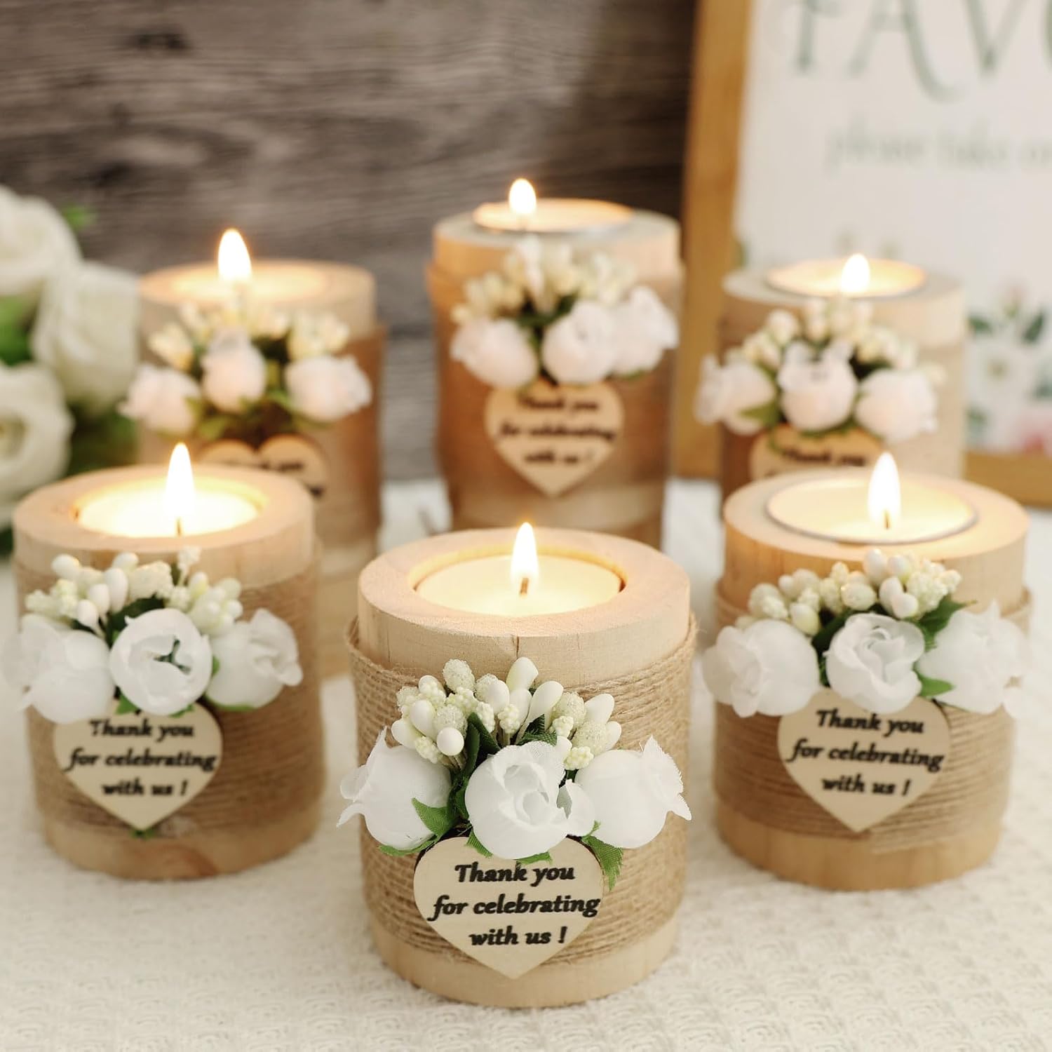 Handmade White Rose Wood Tealight Candle Holder (11)