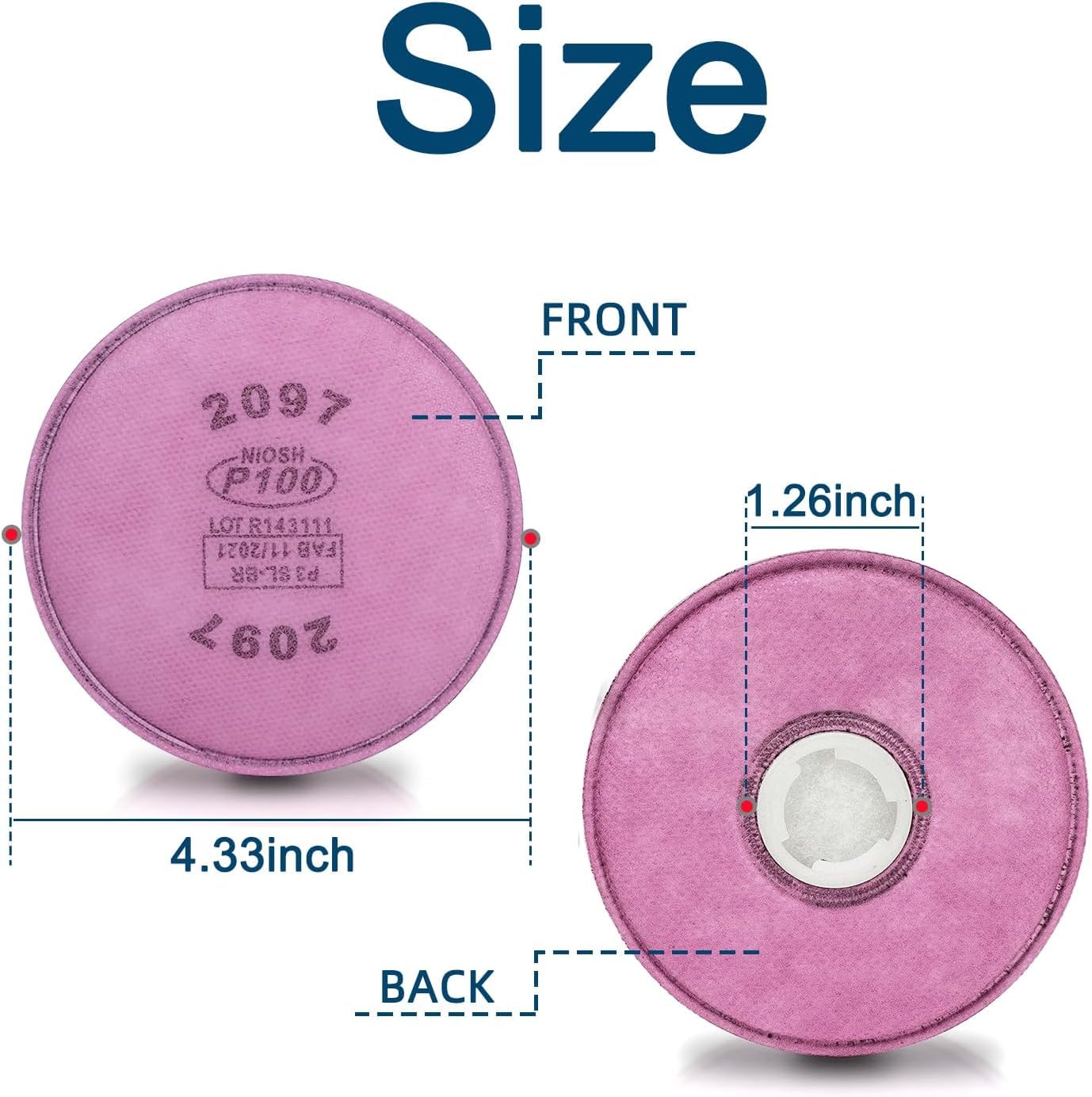 12pcs 2097 Filters for Respirator, Particulate Filter Cotton for P100 Filter Holders Filter Retainer Replacement for 6000 6200 6800 7000 FF-4 Series Breathing Mask for Against Dust (2097-12pcs) — view 5