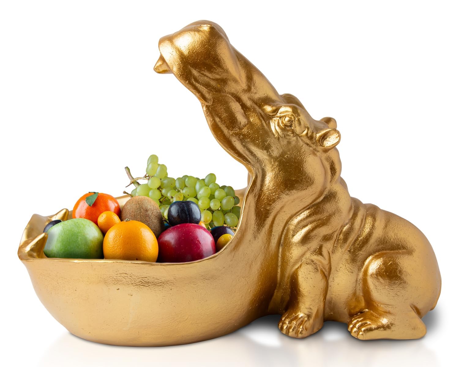 Comfify Hip Hippo Resin Figurine – Funky Hippopotamus Sculpture with Open Bowl Design for Snacks, Keys, or Trinkets – Decorative Holder with Elegant Golden Finish – Playful Accent for Modern Decor