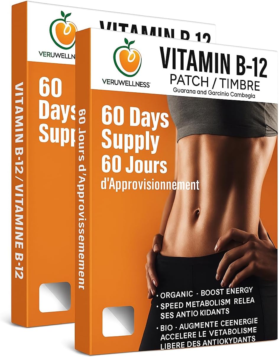 Veru Wellness B12 Patch - Energy Boost (2-Pack) – 120 Days B12 Patch - No Caffeine