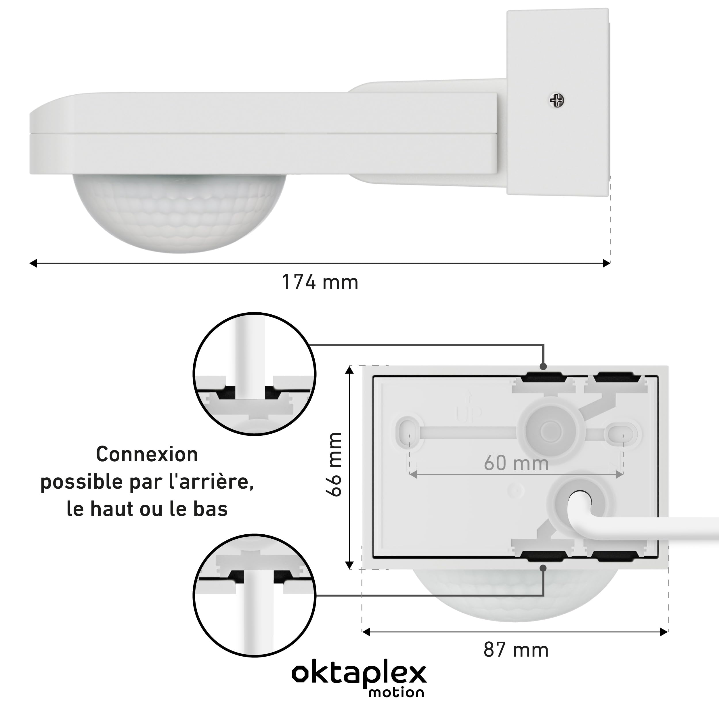 Oktaplex Lot de 2 Tea détecteur Infrarouge Plafond extérieur IP65