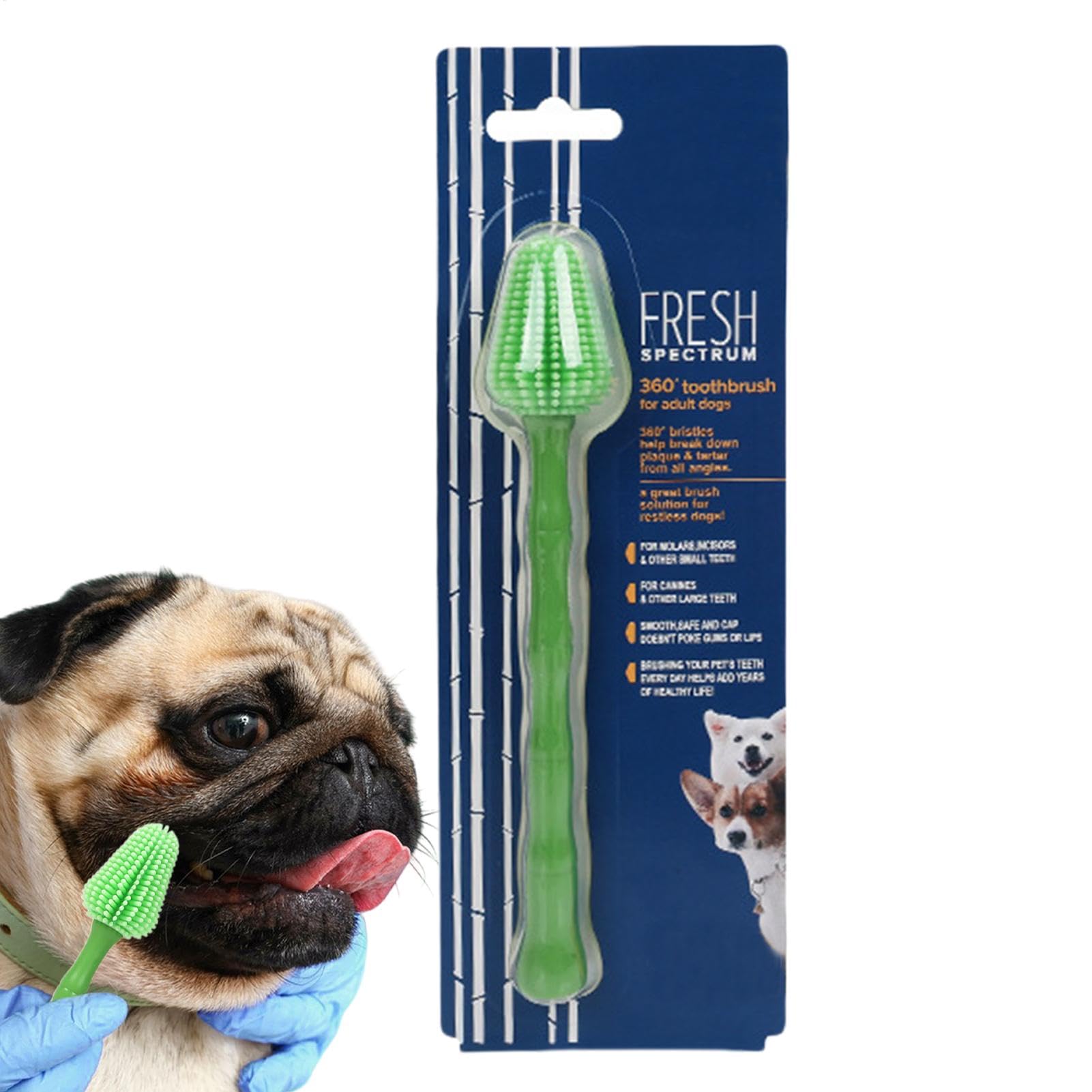 Spazzolino Denti Cane Manico Lungo 360 Gradi Alito Fresco Spazzolatura | Spazzolino Pulizia Denti Gatto per Taglia Media Grande Casa Viaggio Pulizia Igiene