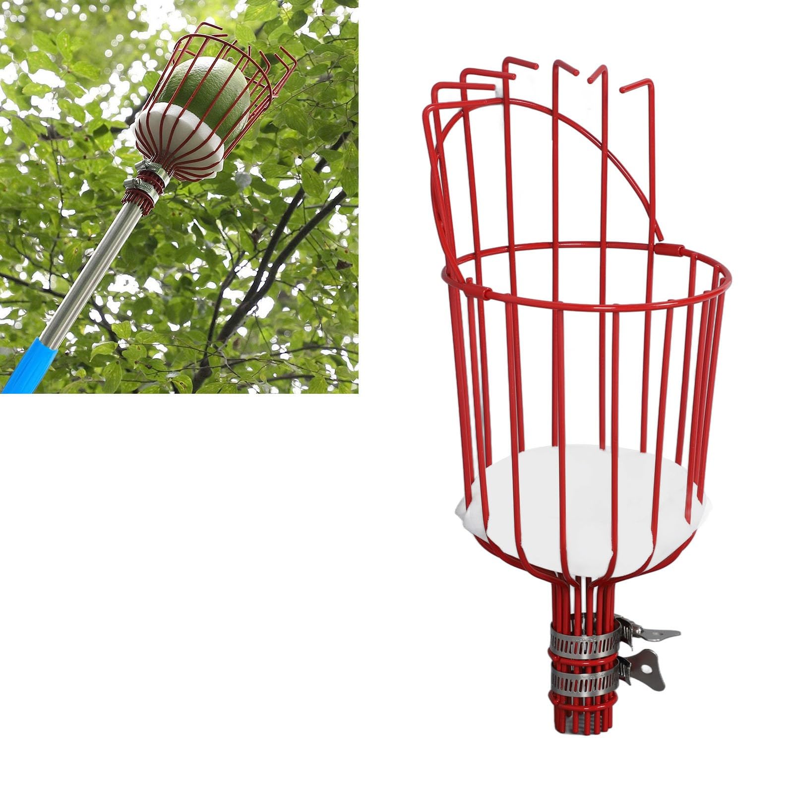 Herramienta para Recoger Frutas, Uso Multifuncional, Duradera, Eficiente, Fácil de Recoger, Cesta con Cabeza Extraíble para Mandarinas (rojo)