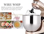 Professional Stand Mixer, 6-Qt with Timer, MK37 500W 6-Speed Tilt-Head Food Electric Mixer Kitchen Machine,Plastic (Champagne)