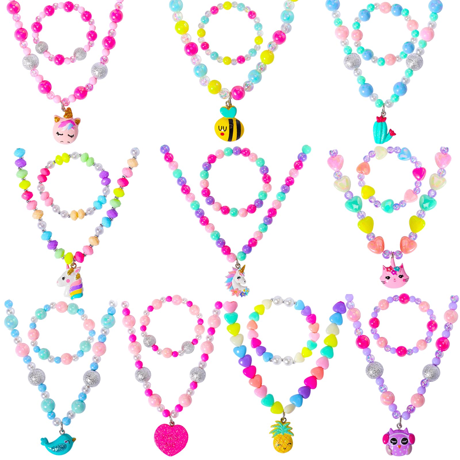 Buy PinkSheep Jewelry Sets Beaded Necklace and Beads Bracelet for