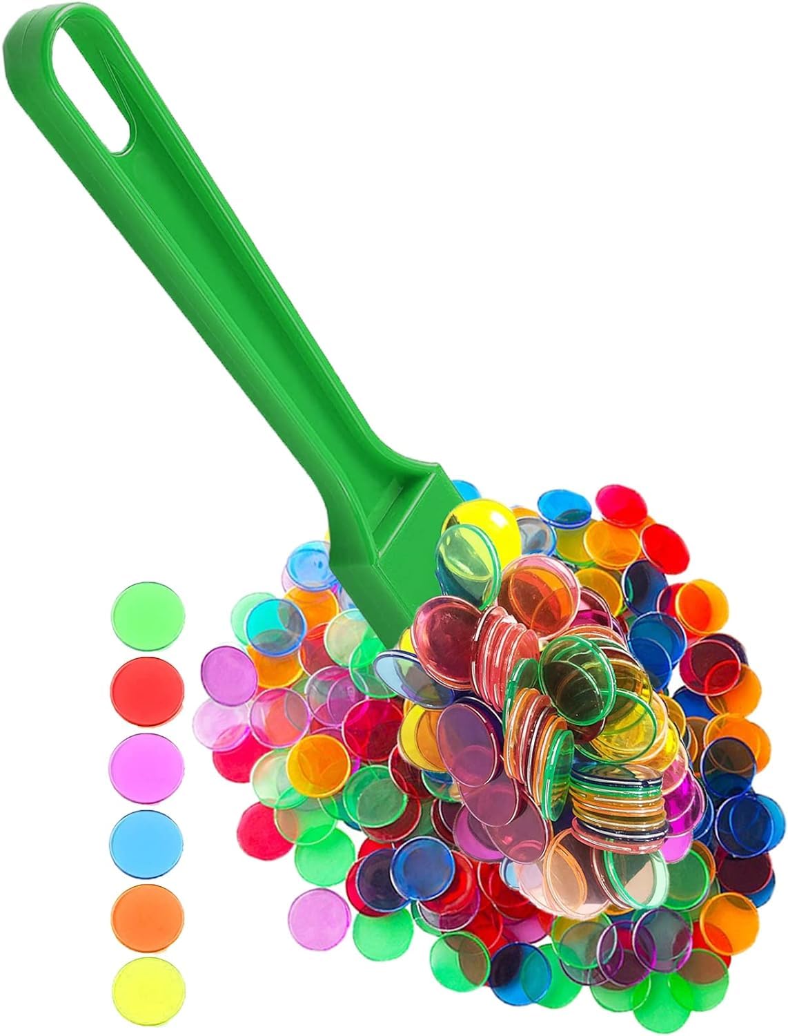 Magnetischer Bingostab mit 100 Metallringchips zum Zählen von Schul-/Spielchips Kunststoffmarkern (Grün)