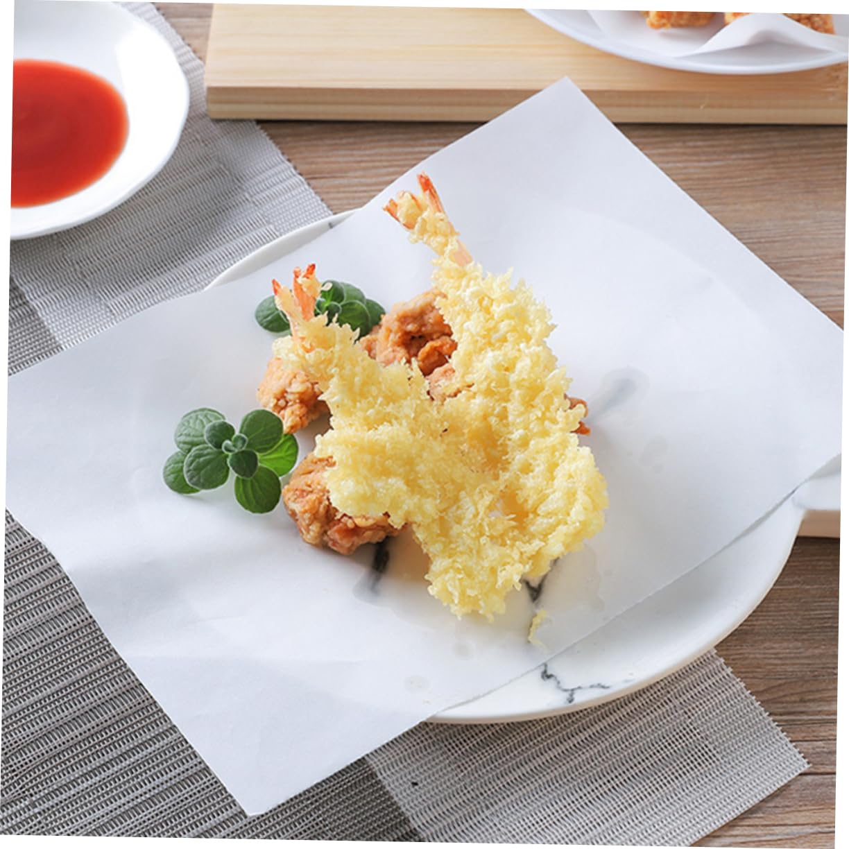 Cabilock 100 Sheets Non Stick Oil Filter Paper for Fried Foods Greaseproof Kitchen Baking Safe Healthy Food Accessory for Cooking Roasting and Baking