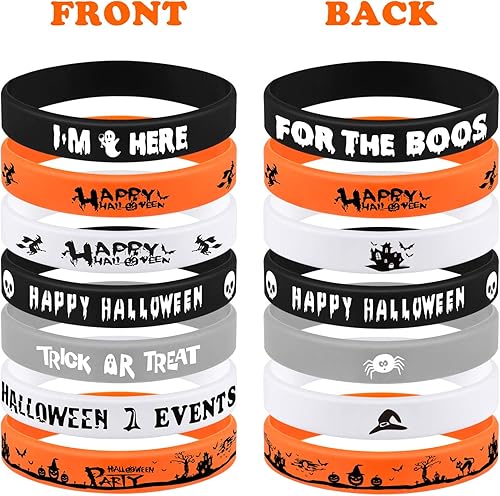 Miniatura 2 de FEPITO 49 pulseras de goma de Halloween, 7 pulseras clásicas de silicona para suministros de fiesta de Halloween