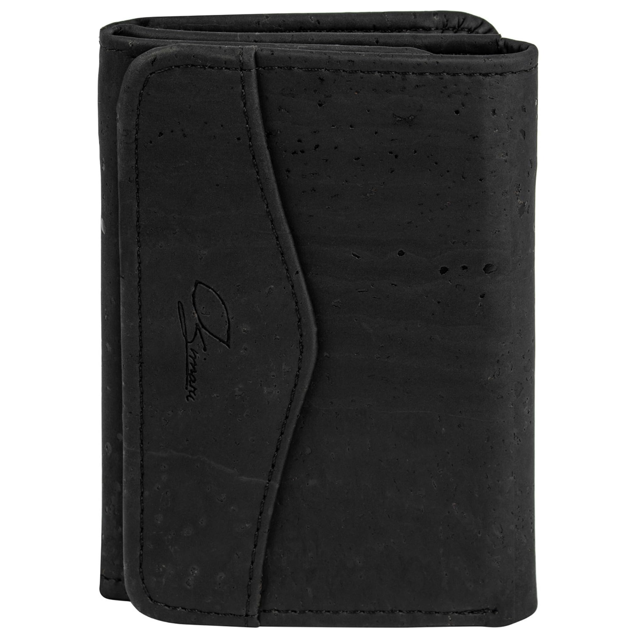 Simaru Cartera de Corcho para Mujer con Protección RFID, Monedero Vegano para 9 Tarjetas con Compartimentos para Billetes y Monedas, Sostenible y Fabricada en Europa (Negro)