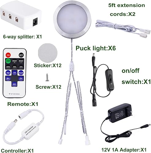 Miniatura 2 de AIBOO - juego enlazable de ledes para colocar debajo del gabinete, luces con soporte delgadas de aluminio de 12V con control remoto RF inalámbrico,