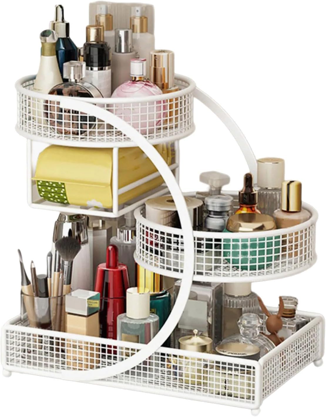 Multiple Tiers Metal Cosmetic Organizers Modern Storage Rack For Skincare Lipsticks Bathroom Countertop Without Tool
