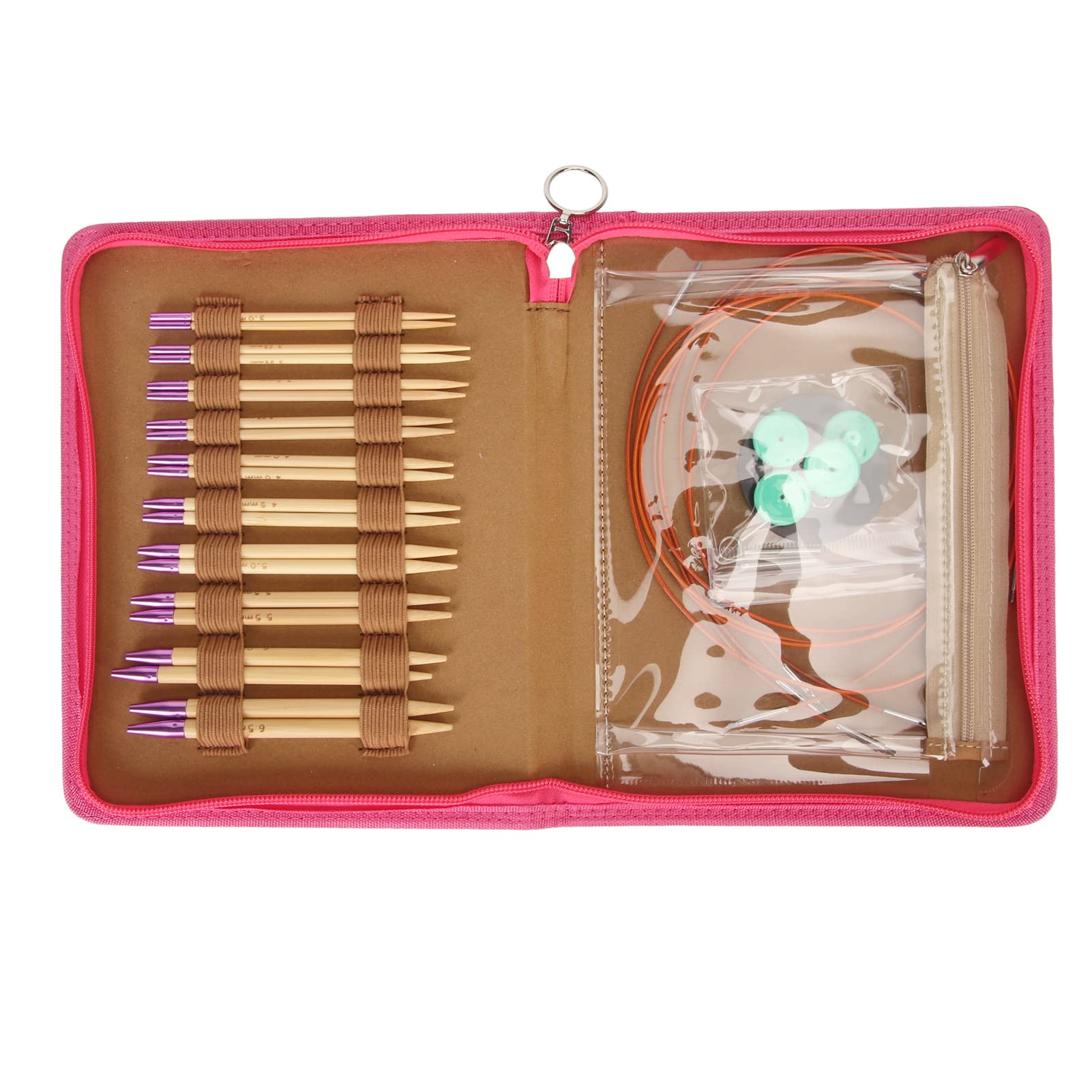 Generic Juego de Agujas de Tejer Circulares, Kit Fácil de Usar con Grabado Transparente para Principiantes y Crocheters Experimentados