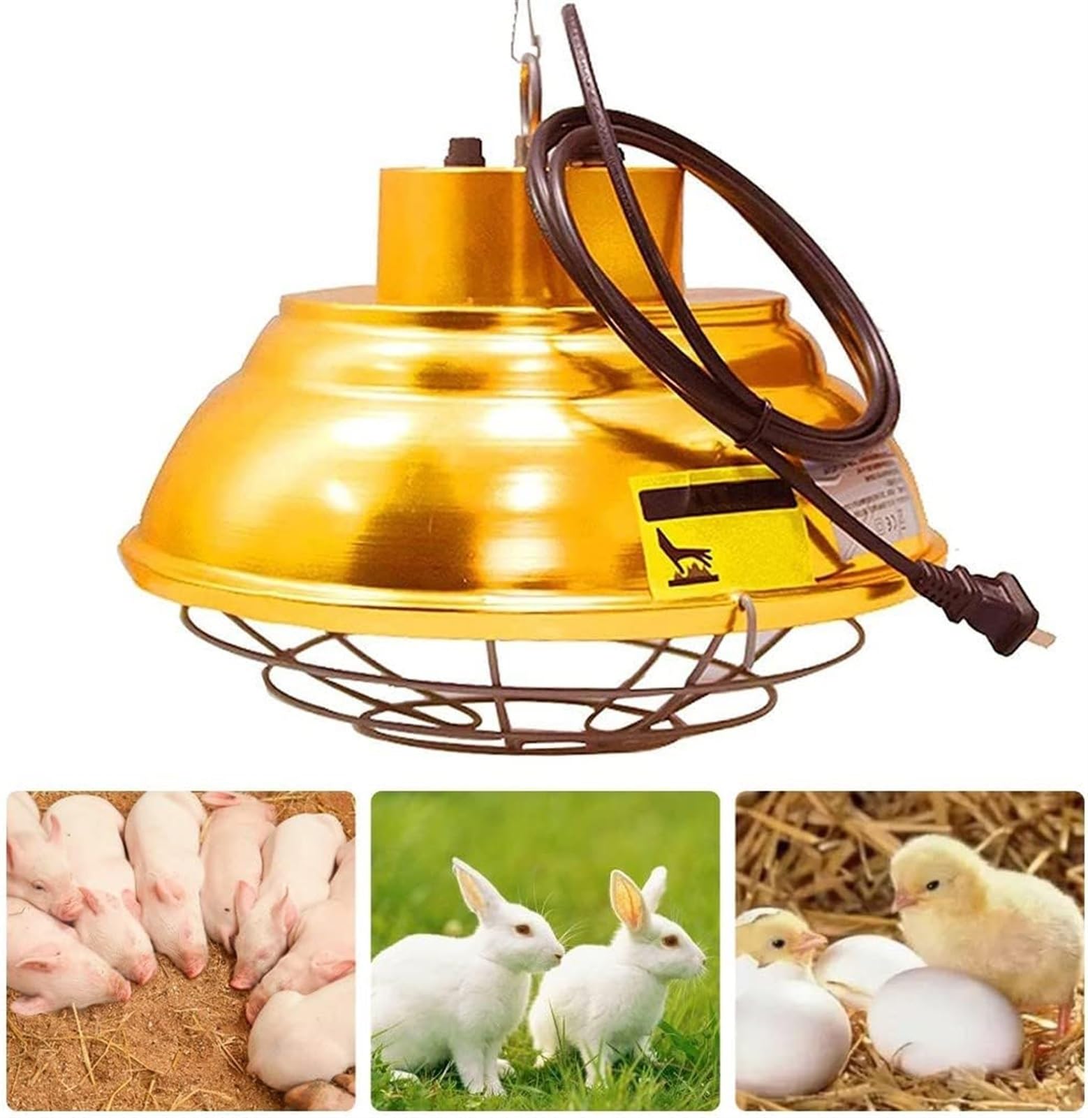 Lampa słoneczna dla zwierząt gospodarskich, lampa termiczna dla drobiu dla piskląt, lampa termiczna dla hodowcy kurcząt z termostatami i żarówką dla piskląt gadów szczenięta kocięta jagnięta ana