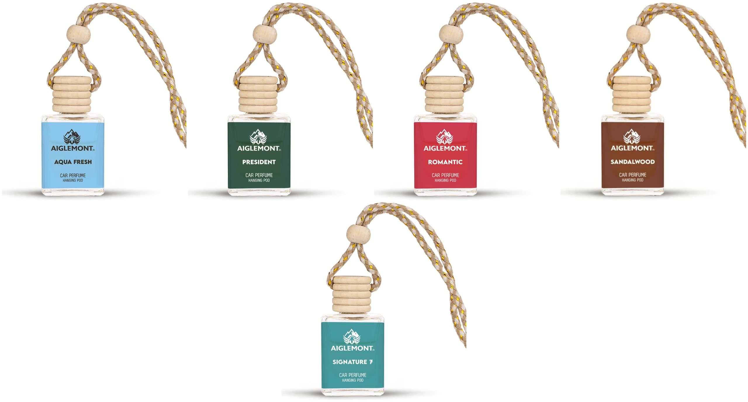 Car Perfumes combos | Aqua Fresh+ President + Romantic+ Sandalwood+ Signature 7 Scent| Combo of 5 | 10 ml Each-image-40