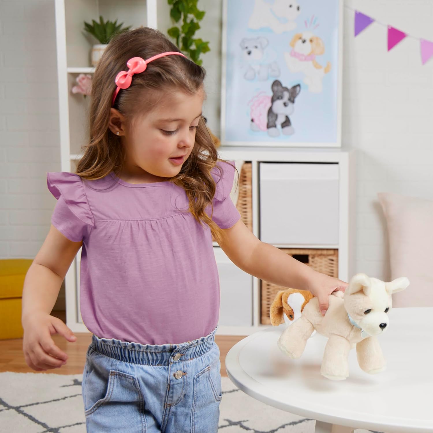 Pucci Pups – Adopt-a-Pup – Shih Tzu, Chihuahua, Poodle – Plush Toy Dogs with Dog Bed – Plush Dog for Kids 2+ Years