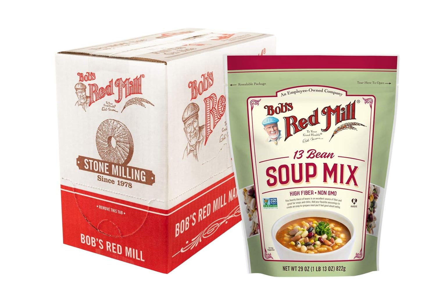 Bobs Red Mill 13 Bean Soup Mix 29oz Pack of 4 - Non GMO Vegan Kosher