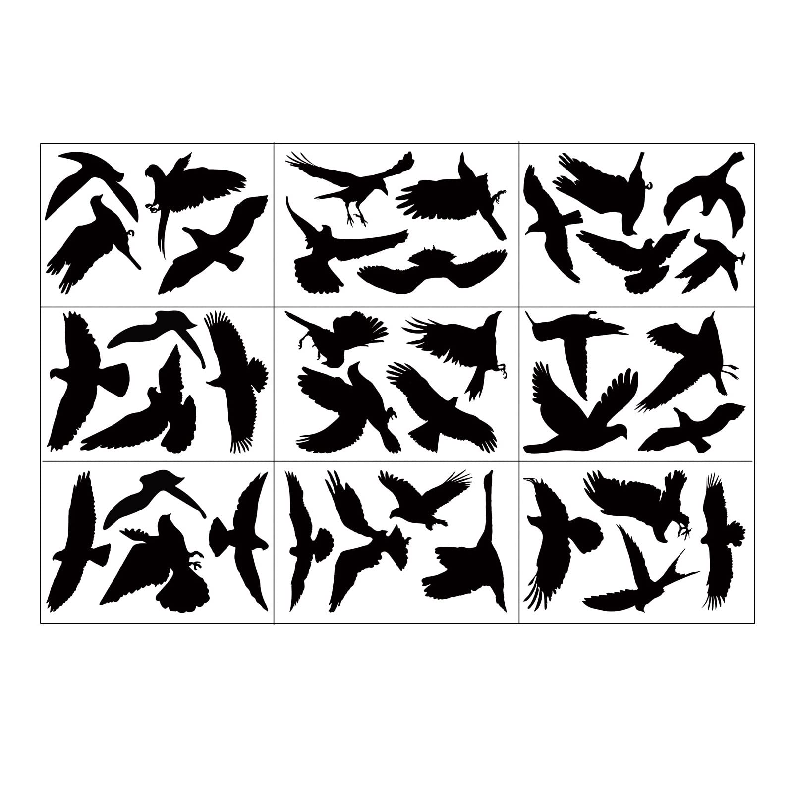 9pcs Anti-Collision Window Bird Stickers Black Silhouettes Glass Door for Save Birds Glass Door for Protectio