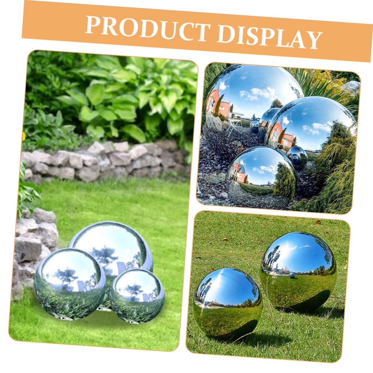 Hemobllo Sfera Decorativa da Giardino in Metallo Inossidabile Argento, Sfera Riflettente Lucida Resistente e Non Deformabile per Decorazione Esterni e Soggiorni