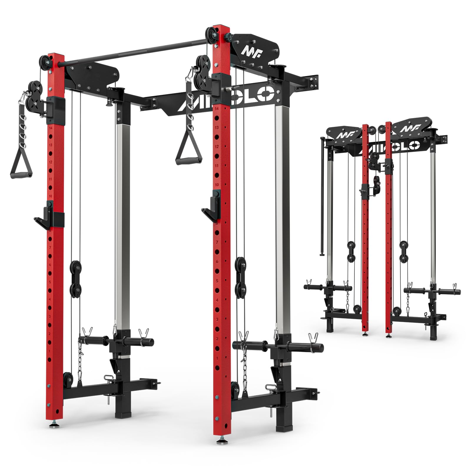 Mikolo Folding Squat Rack Wall Mounted Power Rack with Cable Crossover Machine & LAT Pull Down Functional Trainer with 5 Adjustable Function Modes Home Gym Package product thumbnail 2