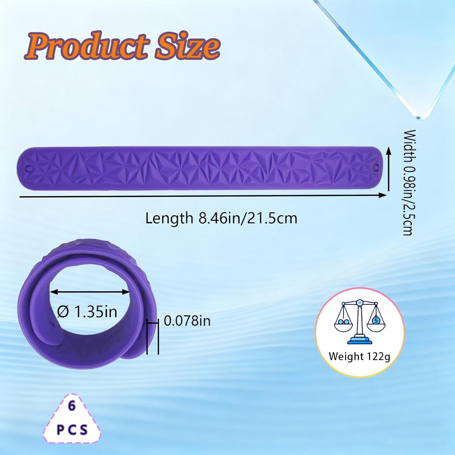 6 PCS Fidget Toys Slap Bracelets，Textured Silicone Sensory Bracelets for Kids with Autism and ADHD. Ideal as Birthday Party Decorations, Classroom Prizes, and Quiet Travel Toys