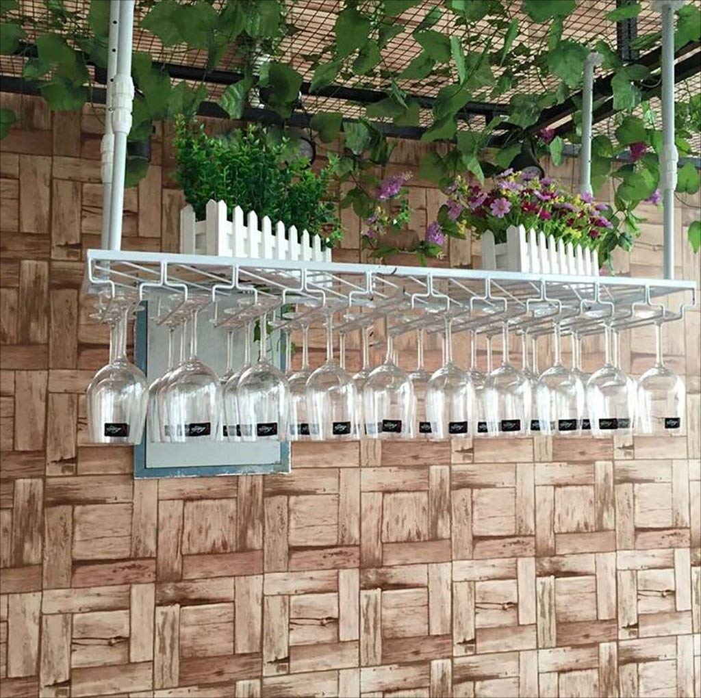 Mostrador de bar con estante de vino colgante para crear una bodega en el hogar