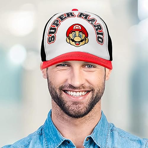 Miniatura 3 de Nintendo Super Mario - Gorra de béisbol para hombre, cierre a presión ajustable, 100% algodón, color rojo y negro, talla para adulto