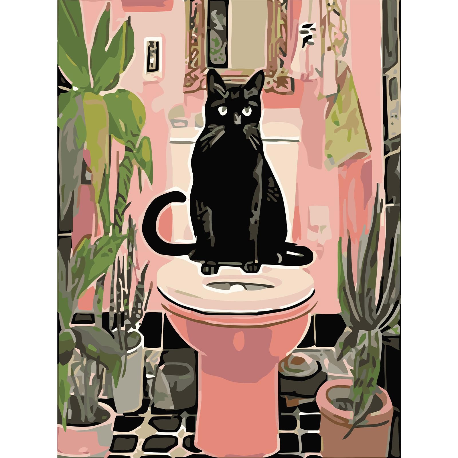 DIY Cat Paint By Numbers Kit on Canvas 11.81x15.75inch with Frame Paint by Numbers Kits Drawing Paintwork for Beginners Adults Gift Home Wall Decor