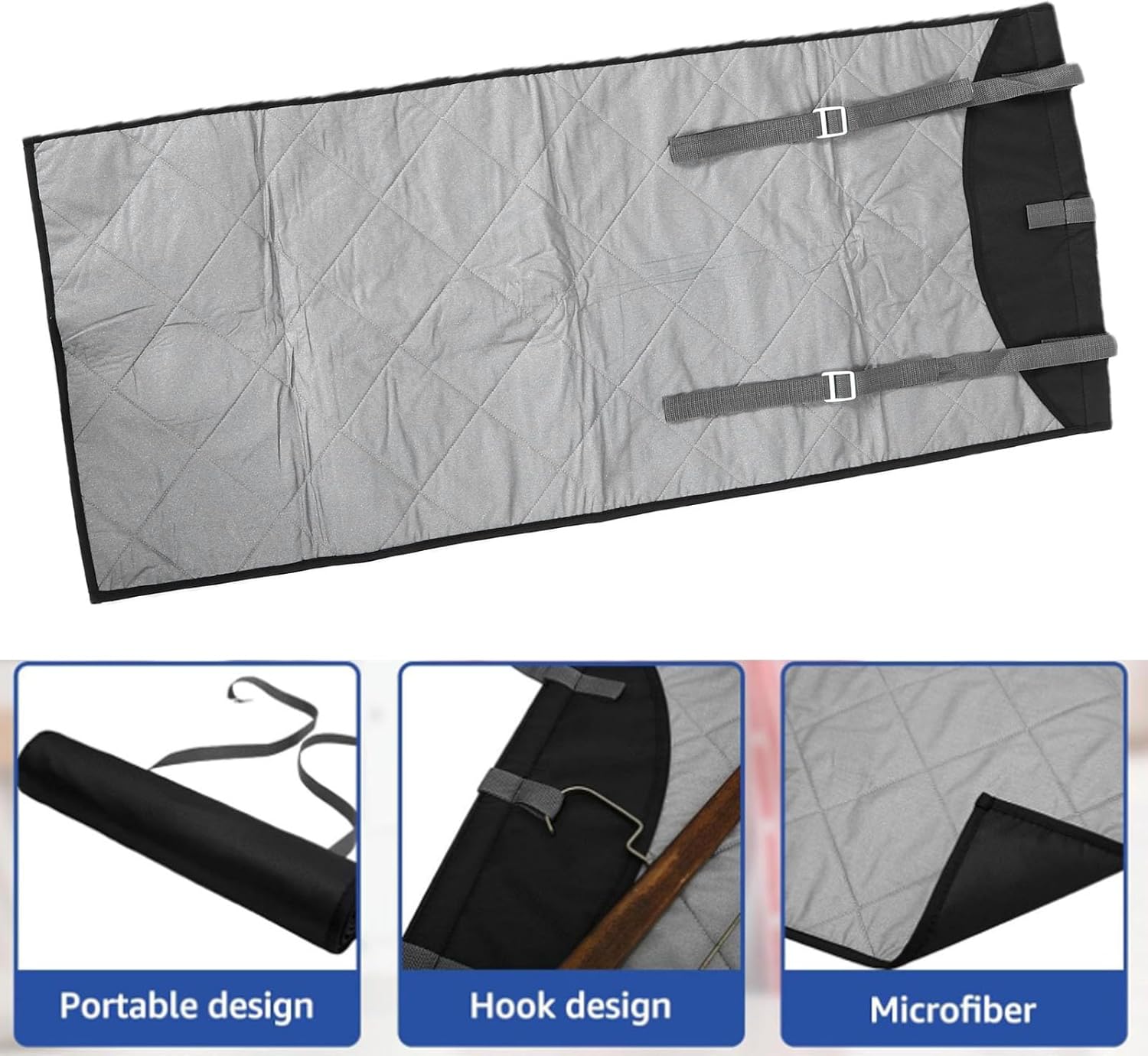Ymiko Over The Door Steam Pad, Foldable Heatproof Portable Vertical Hanging Ironing Mat 44.1x18.9in with Adjustable Straps, for Home Travel Wrinkle Removal