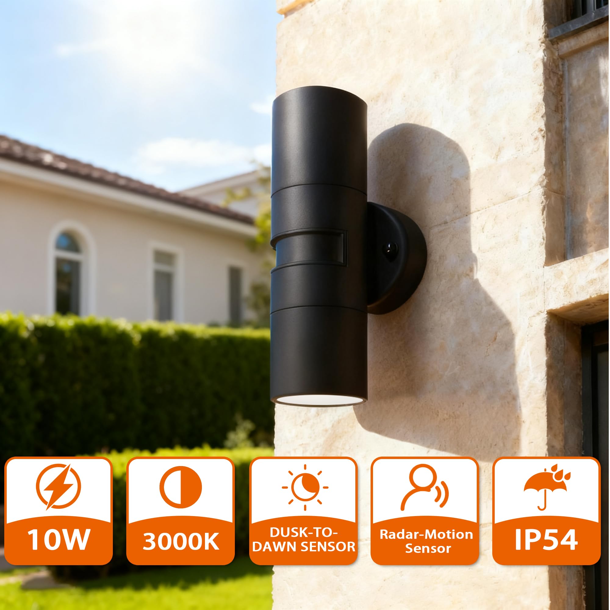 JNR Lampe Exterieur Detecteur de Mouvement Réglable, Noir