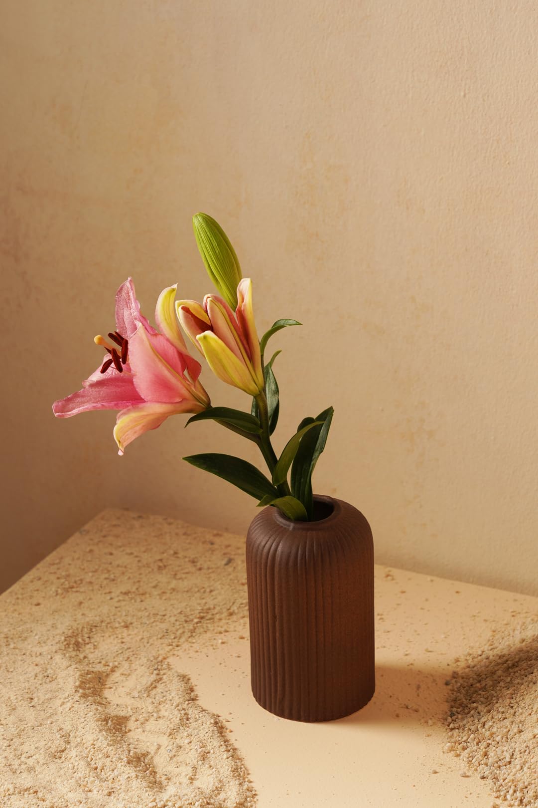 Purezento Ribbed Vase White Ceramic Flower Vase/Pampas Grass Vase/Home Decor Centrepiece/Showpiece/Donut Vase/Modern Farmhouse Vase for Living Room, Bedroom Office, Table (Brown) (B0DGD9NC4R) Amazon Price History, Amazon Price Tracker