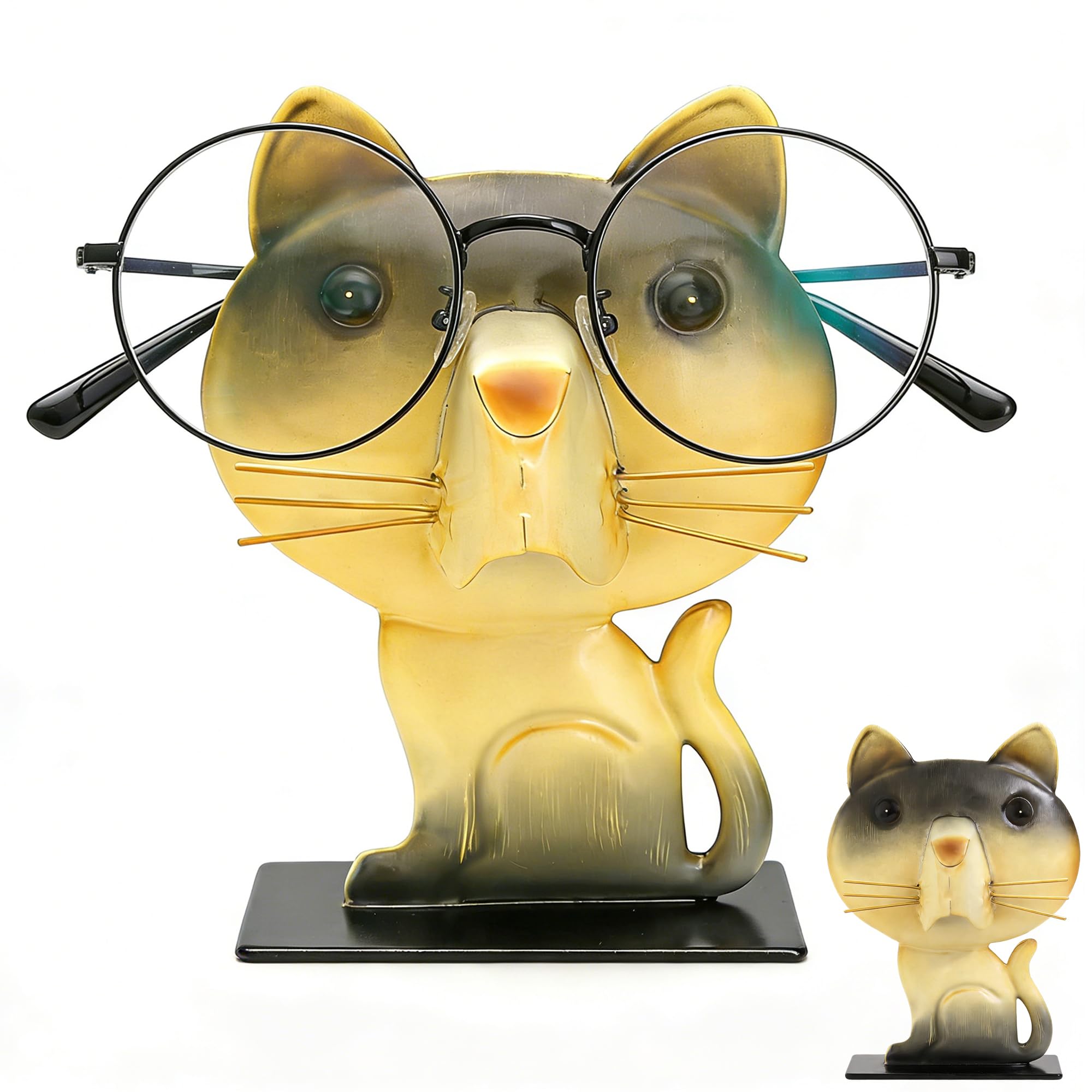 ULLMYYL Glasses Holder Stand - Eyeglasses Holder for Desk and Nightstand, Metal Cartoon Kitten Sunglasses Stand Display Eyewear Spectacle Holder Cat
