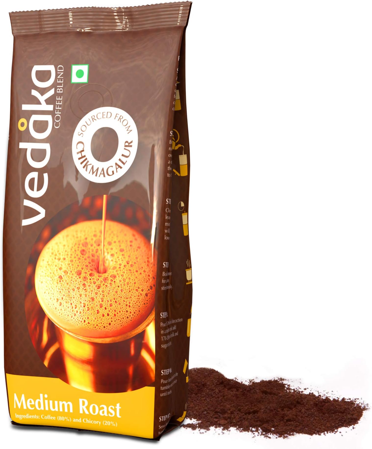 Amazon Brand - Vedaka filter coffee powder (medium roast), 500g (80:20)