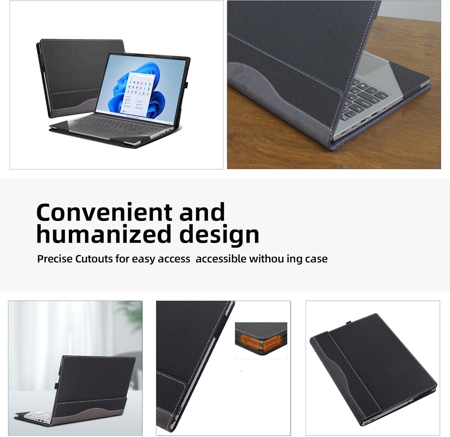 Laptop Case for Lenovo ideapad Slim 3 15ARP10/ 15lRH10/ 15lRU10 /l15AHP10/ 15IRH1OR 15.3" All Inclusive Drop Case PU Leather Protective Laptop Bag Detachable Shell (Dark Gray)