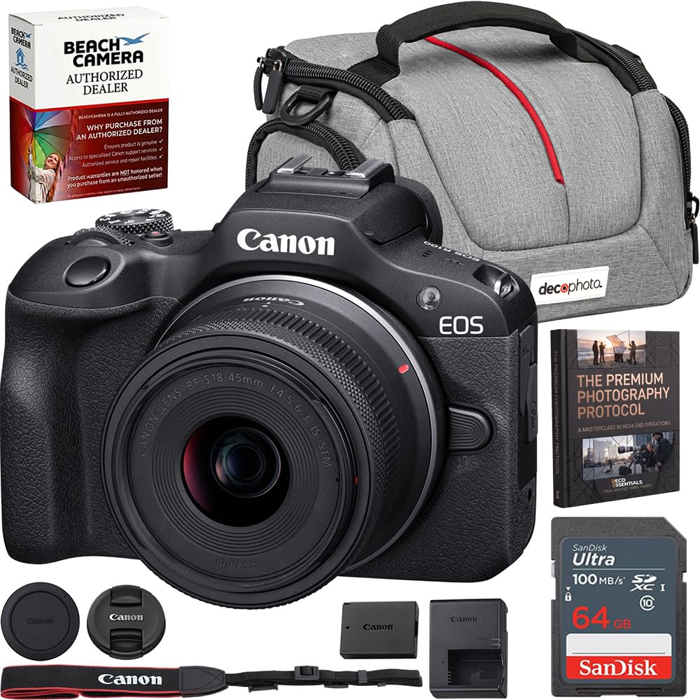 Canon EOS R100 Mirrorless Camera with RF-S 18-45mm is STM Lens Bundle