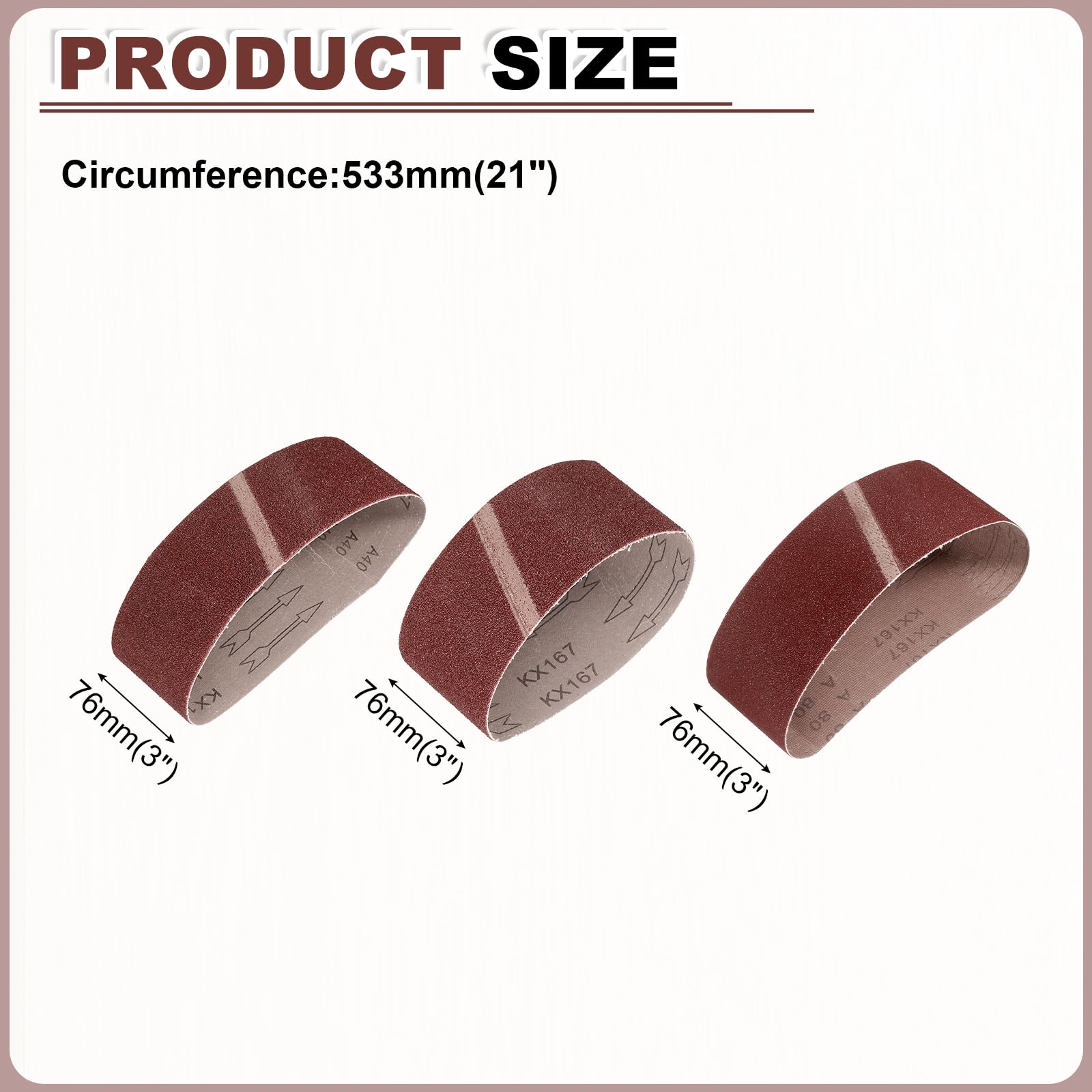 QUARKZMAN 76mm x 533mm Nastri Abrasivi, 24Pz Grana 40/60/80 Grana Carta Vetrata per Levigatrice Ossido di Allumina Per Lavorazione Legno, Lucidatura Metalli, Affilatura Coltelli