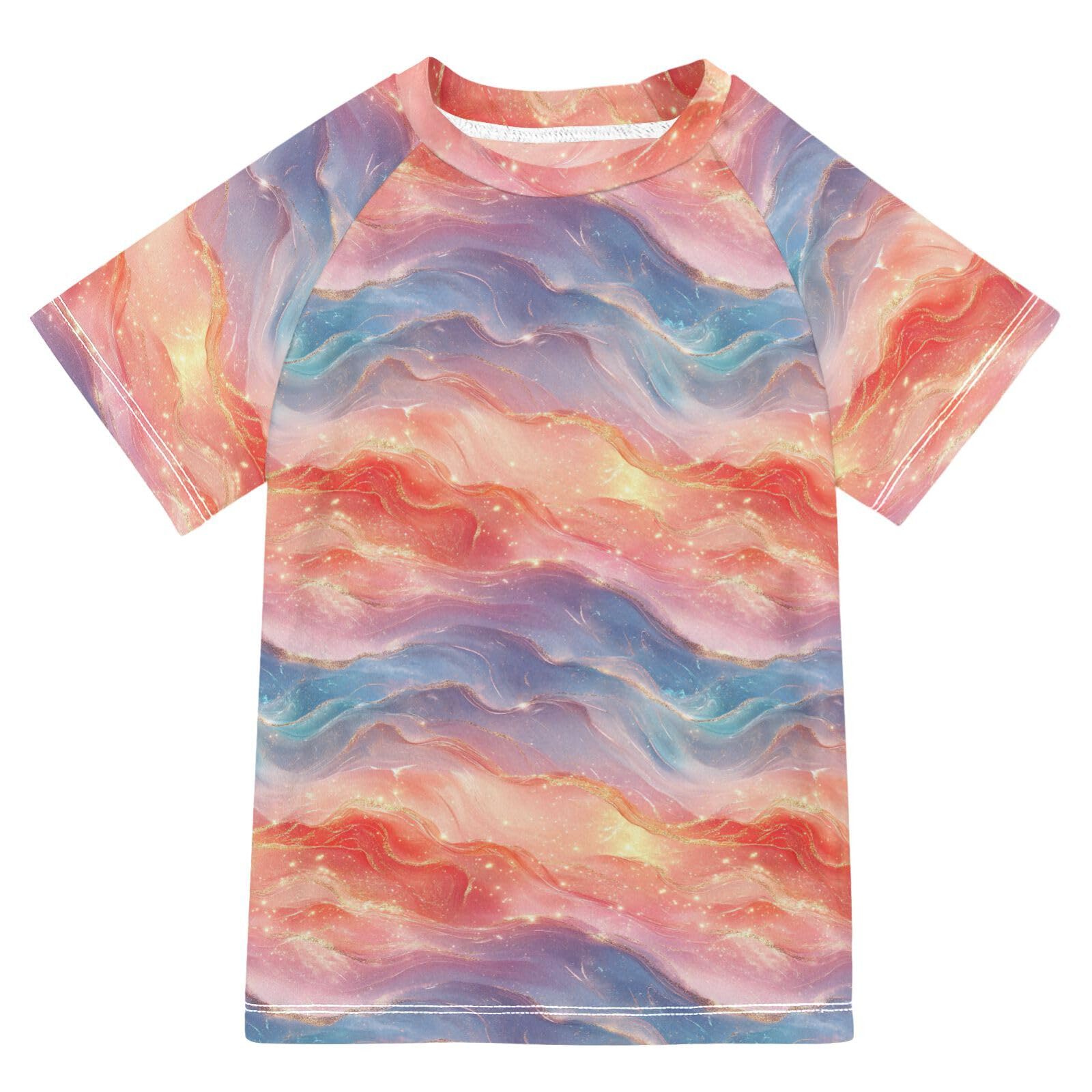 Kids Bathing Suits Boys Short Sleeve Rashguard Swimsuit for Girls 3T Turquoise Red