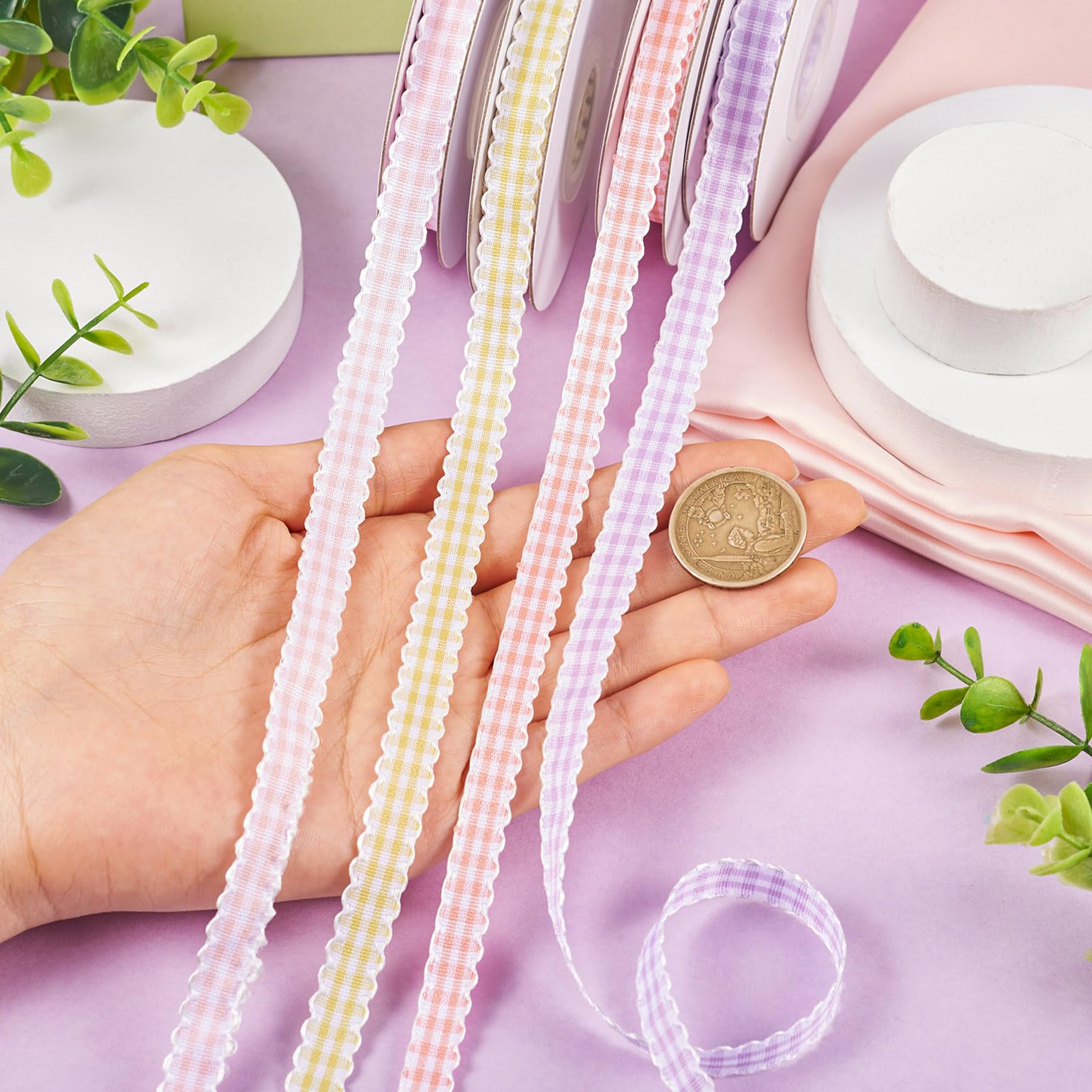 Amazon | Beadthoven 約9.14m/巻 幅11mm イエロー チェック