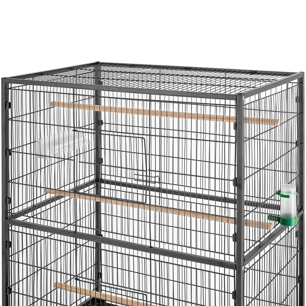 BAKAJI Voliera XL per Uccelli Pappagalli Canarini Parrocchetti 135 x 78 x 52 cm Gabbia Grande in Metallo Bird House Cassetto Estraibile per la Sabbia, Altezza 135 cm