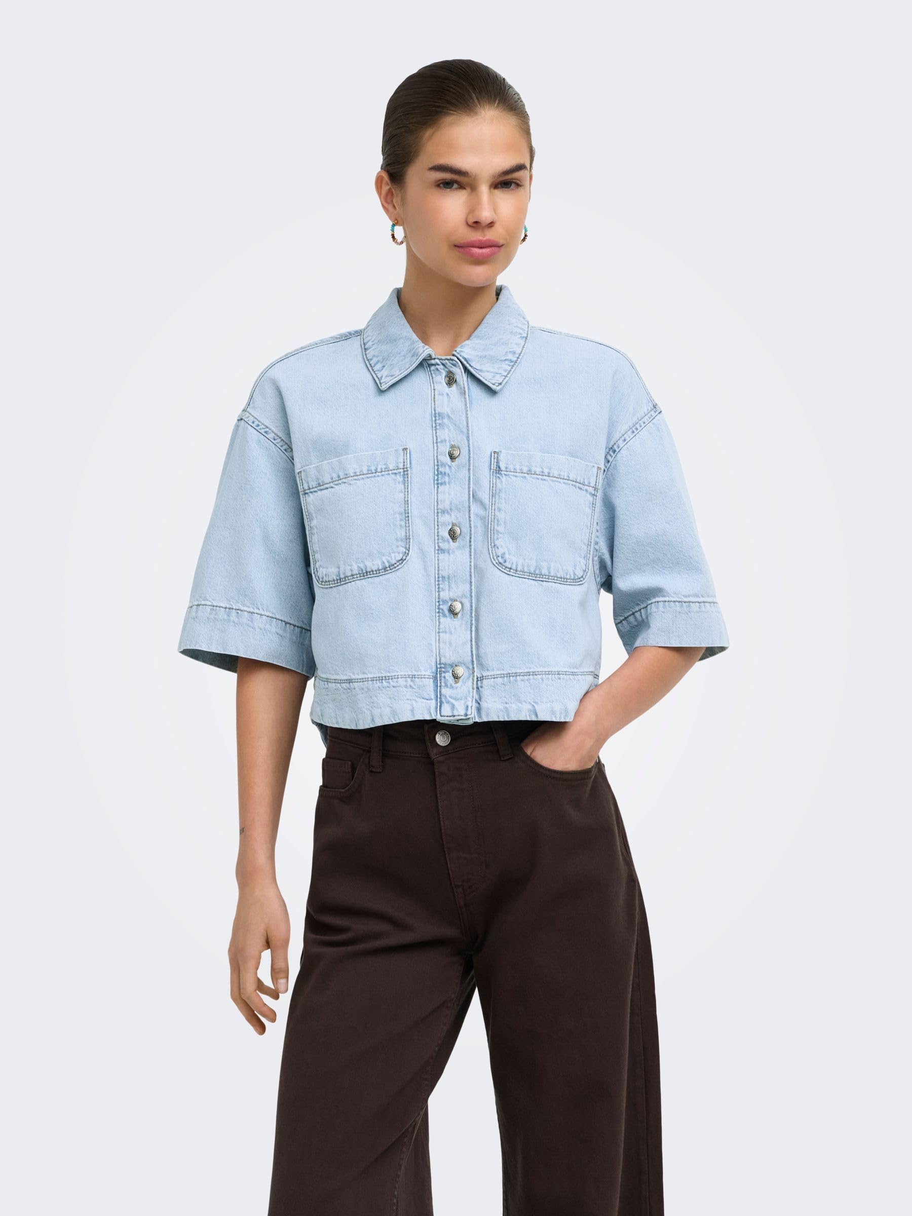 ONLY Onlcleo Life SS Crop Dnm Shirt PIM Noos Onlcleo Life SS Crop Dnm Camiseta PIM Noos Mujer (Pack de 1)