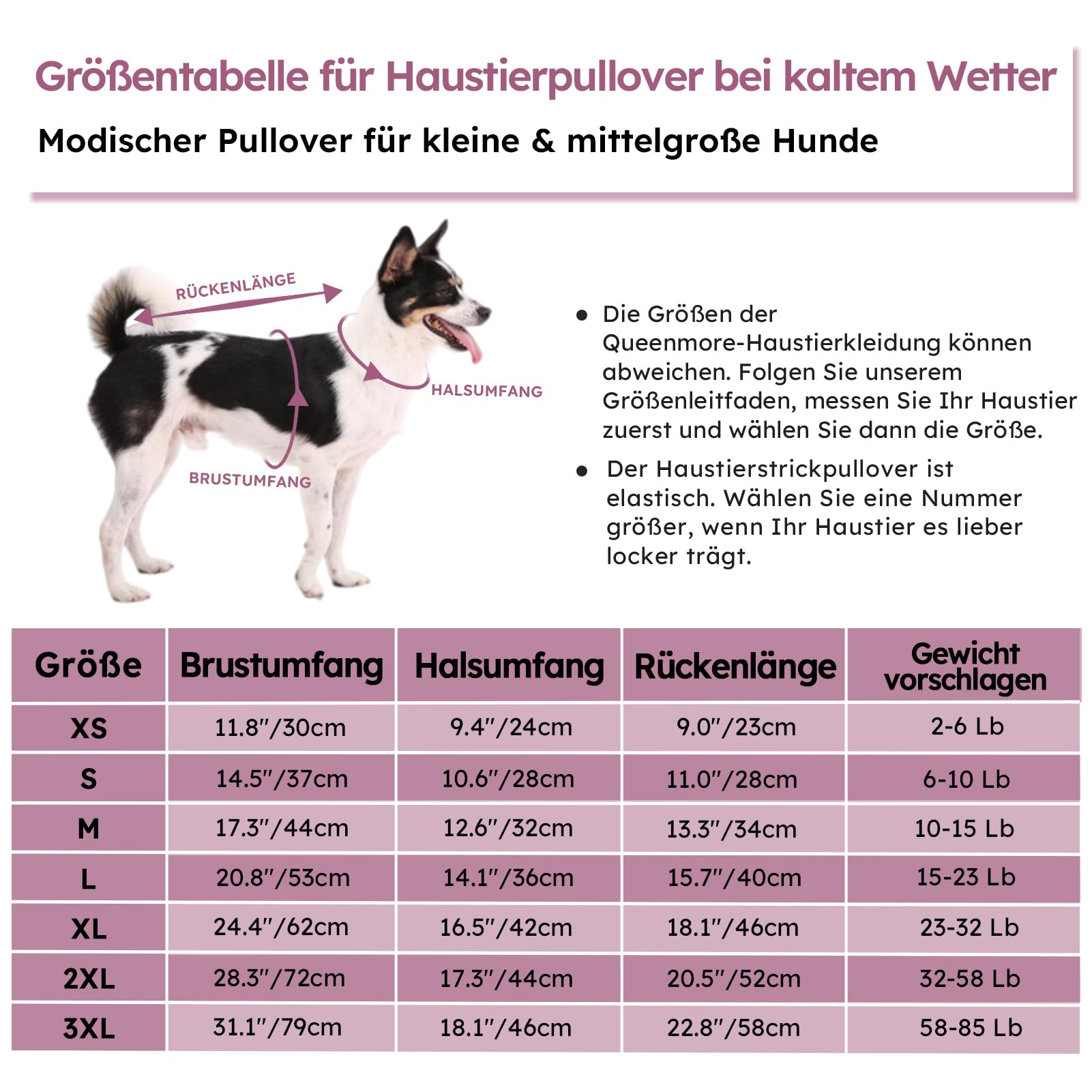 Queenmore Maglioncino Cane Bassotto Caldo Elastico Collo Alto Ritorto per Chihuahua, Bulldog Francese, Barboncino - Taglia L, Prugna
