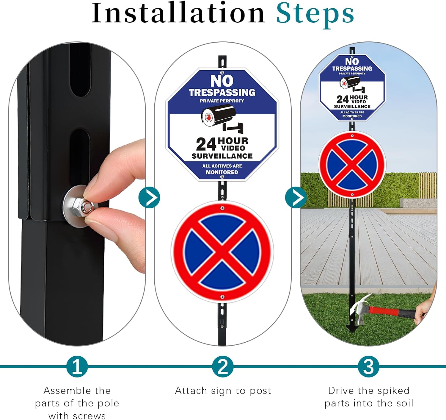 7'6'' Metal Yard Sign Stake, Steel Square Sign Post, Heavy Duty Adjustable Pole with Holes for Signs, Sleek Modern Design Holder for Outside Garden Road Parking Ground (2-Pack, 92-inch)