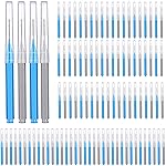 Patelai 100 Pieces Braces Brush for Cleaner Interdental Brush Toothpick Dental Tooth Flossing Head Oral Dental Hygiene Flosser Toothpick Cleaners Tooth Tool(Blue, Grey,Mixed Sizes)