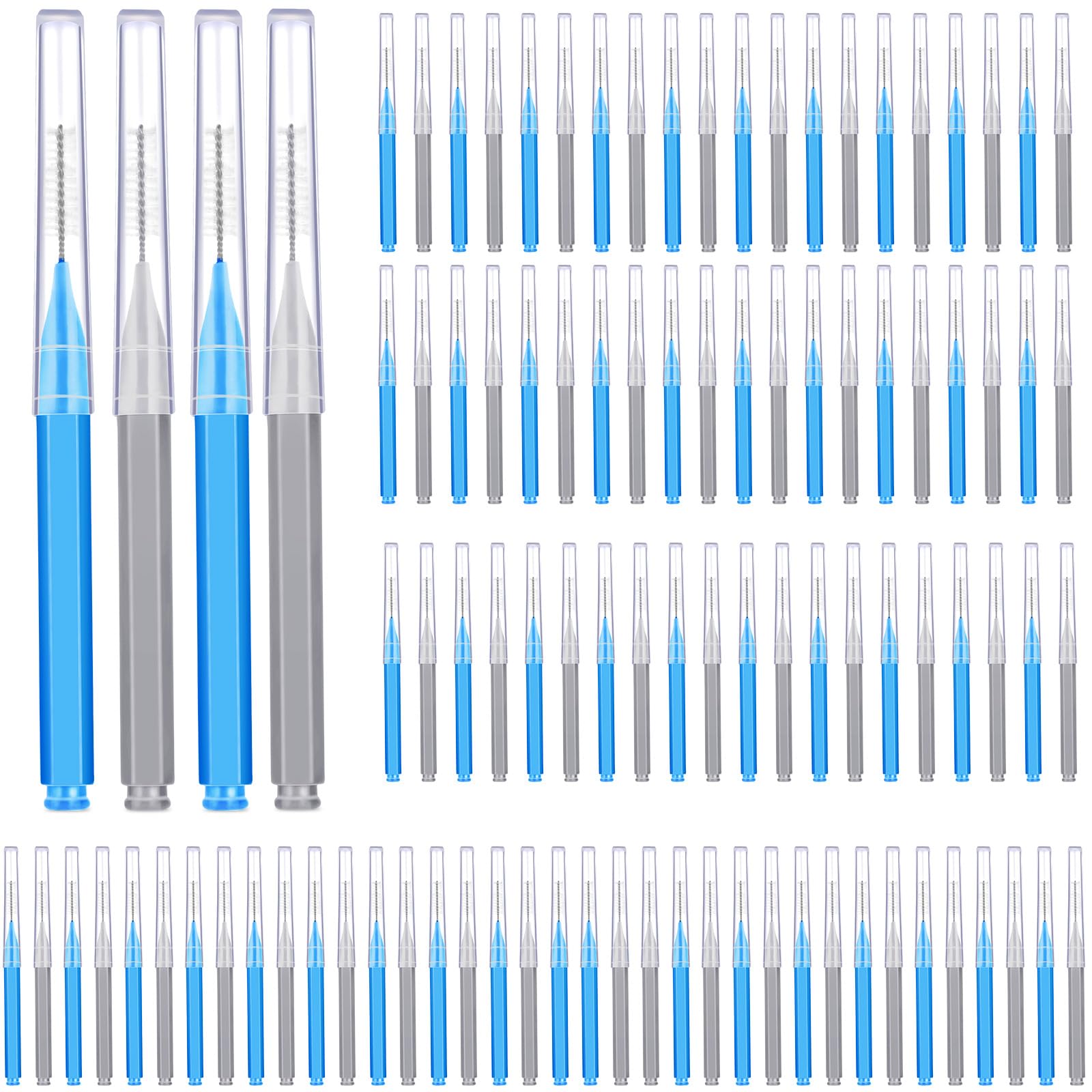 Patelai 100 Pcs Braces Dental Brushes,Blue, Grey,Mixed Sizes