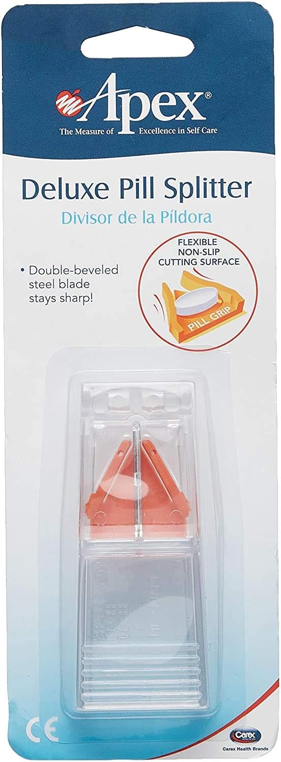 Apex Deluxe Pill Splitter - Pill Splitter With Retracting Blade Guard - For Cutting Small Pills or Large Pills , Tablets : Health & Household