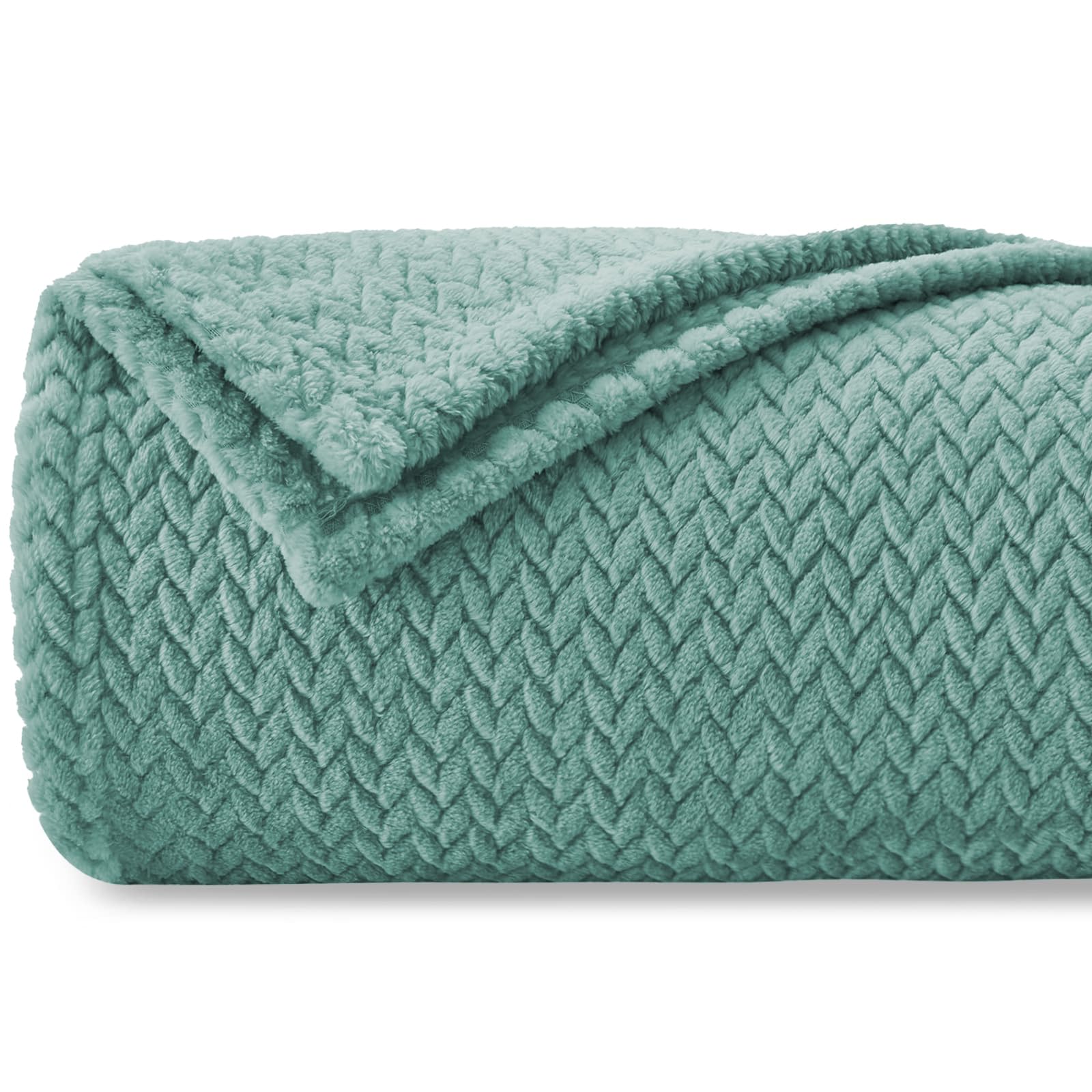 Homebliss Blankets for Sofa 130 x 150 cm, Extra Soft Flannel Fleece Blanket, 100% Microfibre Flannel Blanket, Multipurpose Plaid for Bed, Bed Cover, Sofa Cover, Aqua Green OEKO-TEX STANDARD 100
