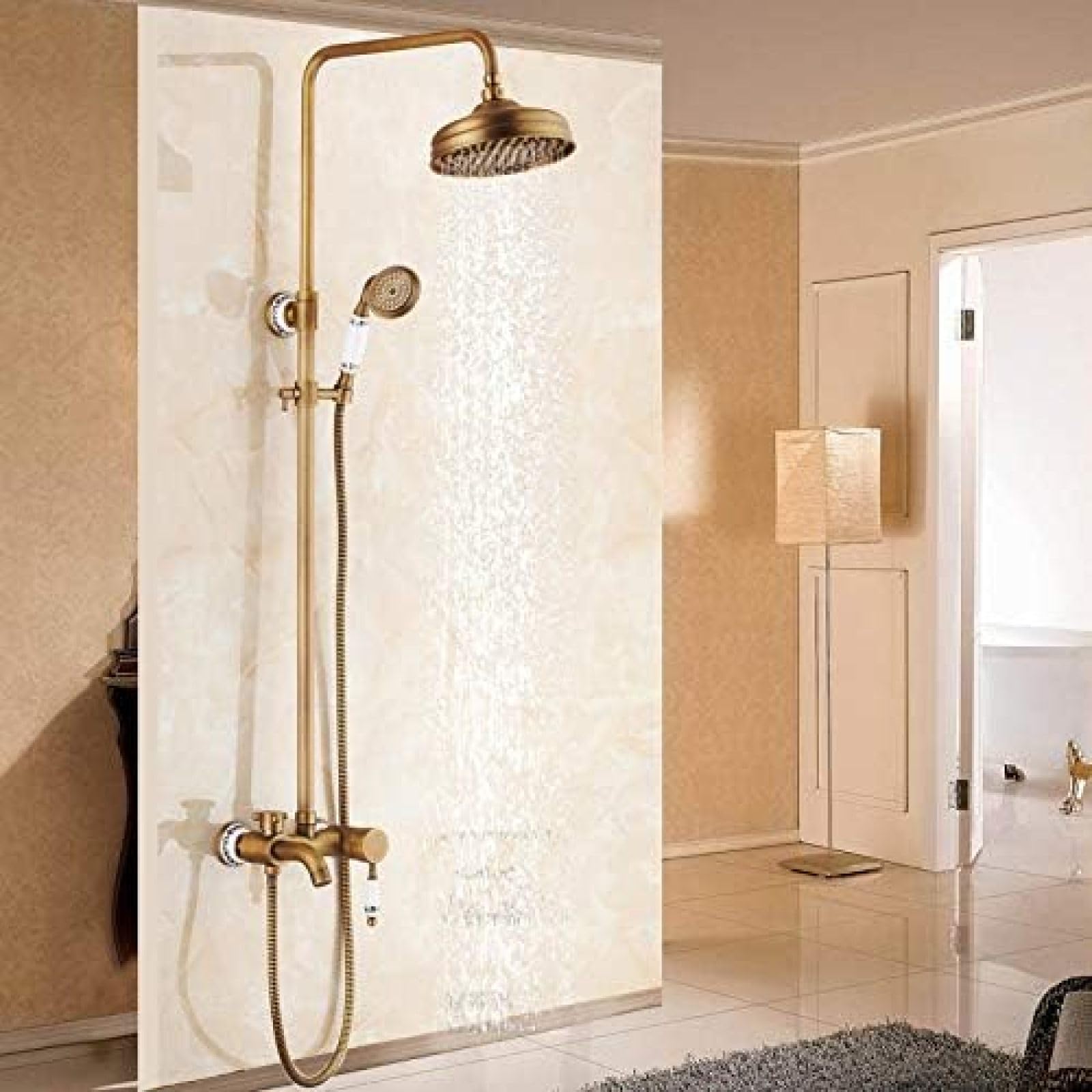 Robinet de douche en laiton massif et mitigeur de baignoire rétro