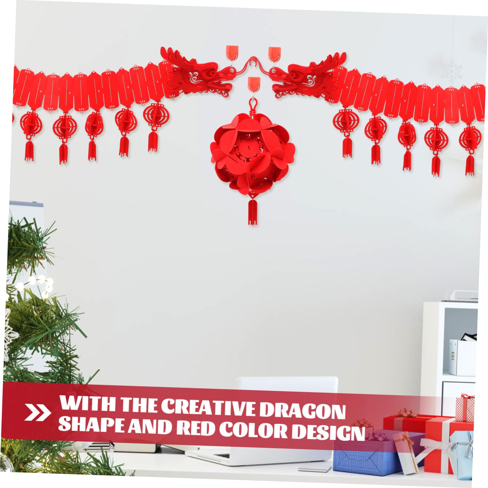 TOPBATHY 2 Sätze Chinesische Neujahrsdekoration deckenverkleidung Living Room Decoration rote Girlande Frühlingsfest Szene Anhänger hochzeitsdeko Frühlingsfest-Drachen-Anhänger Vlies